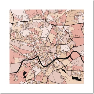 Kraków Map Pattern in Soft Pink Pastels Posters and Art